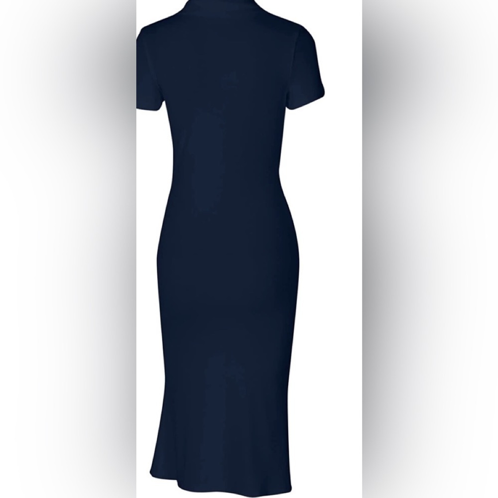 Women Collar Medium Sexy Button Split Dress - Picture 4 of 5